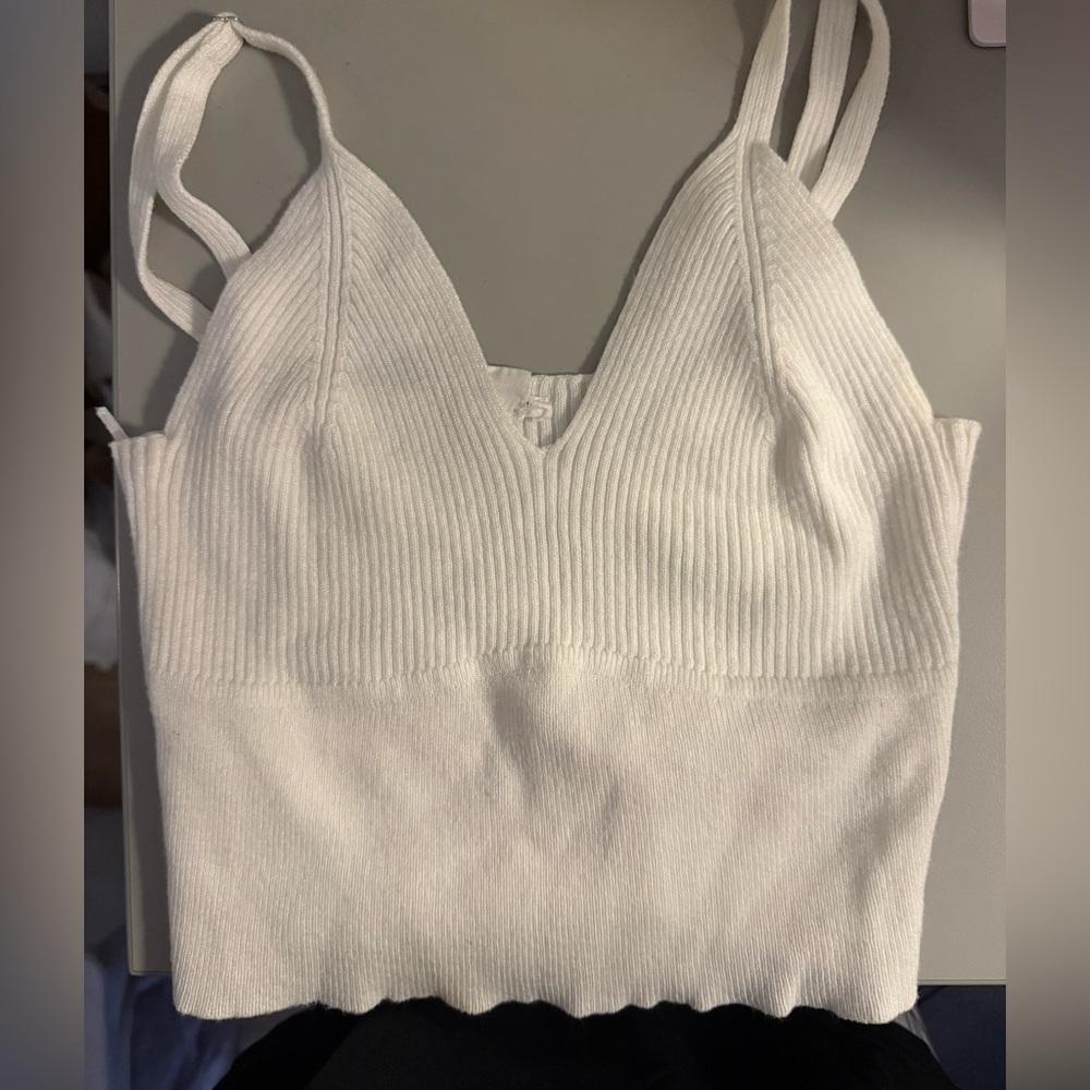 Garage Ivory Ribbed Knit Top